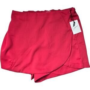 Japana Red  Side Zipper Wrap Skort Sz L NWT